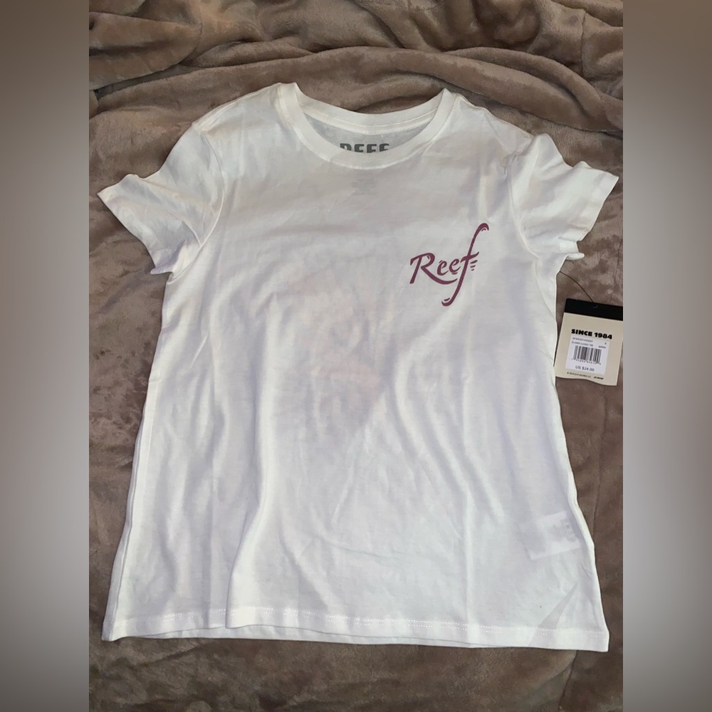 Reef White T-Shirt with Red Logo